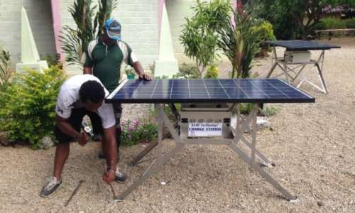 Installation of the Charge Stations and Solar Lights at the school